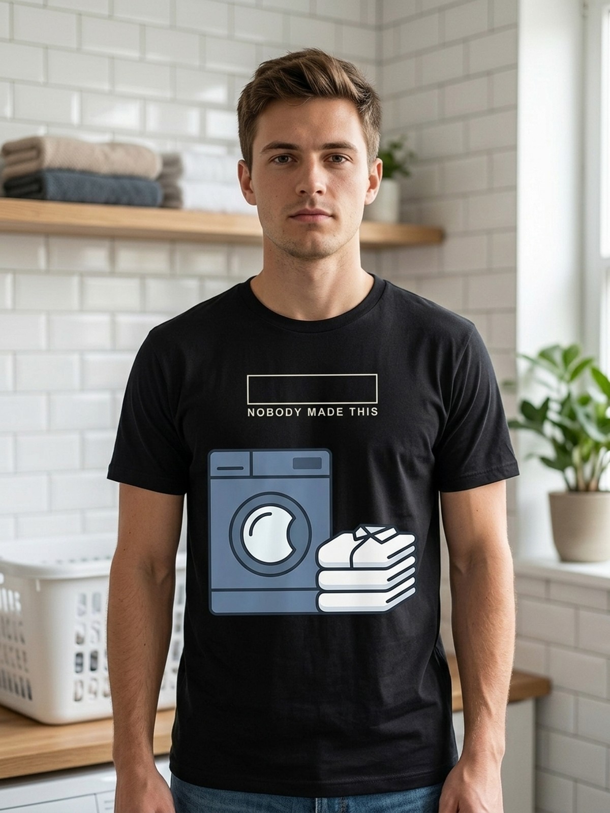 Item No. 0011. A shirt about Deadpan Laundry Life. Rev A.